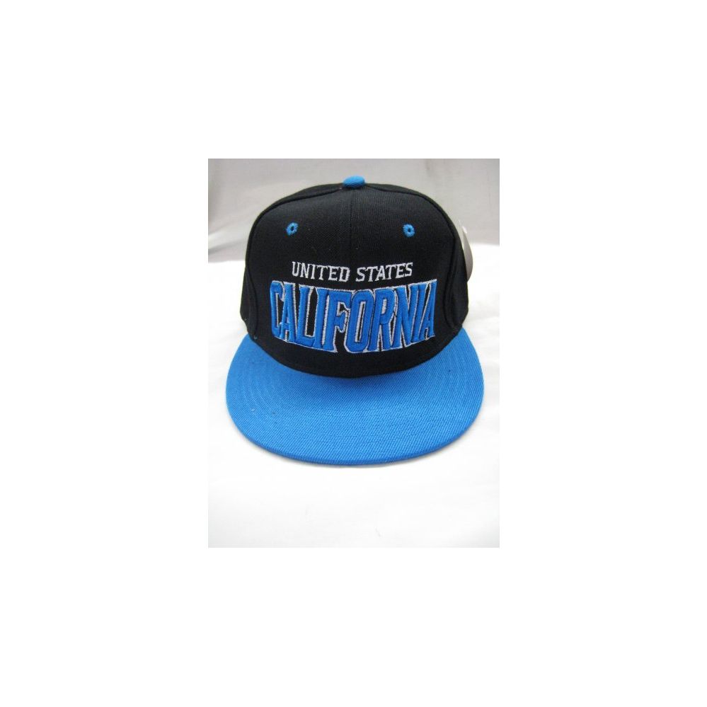 black and light blue fitted hat