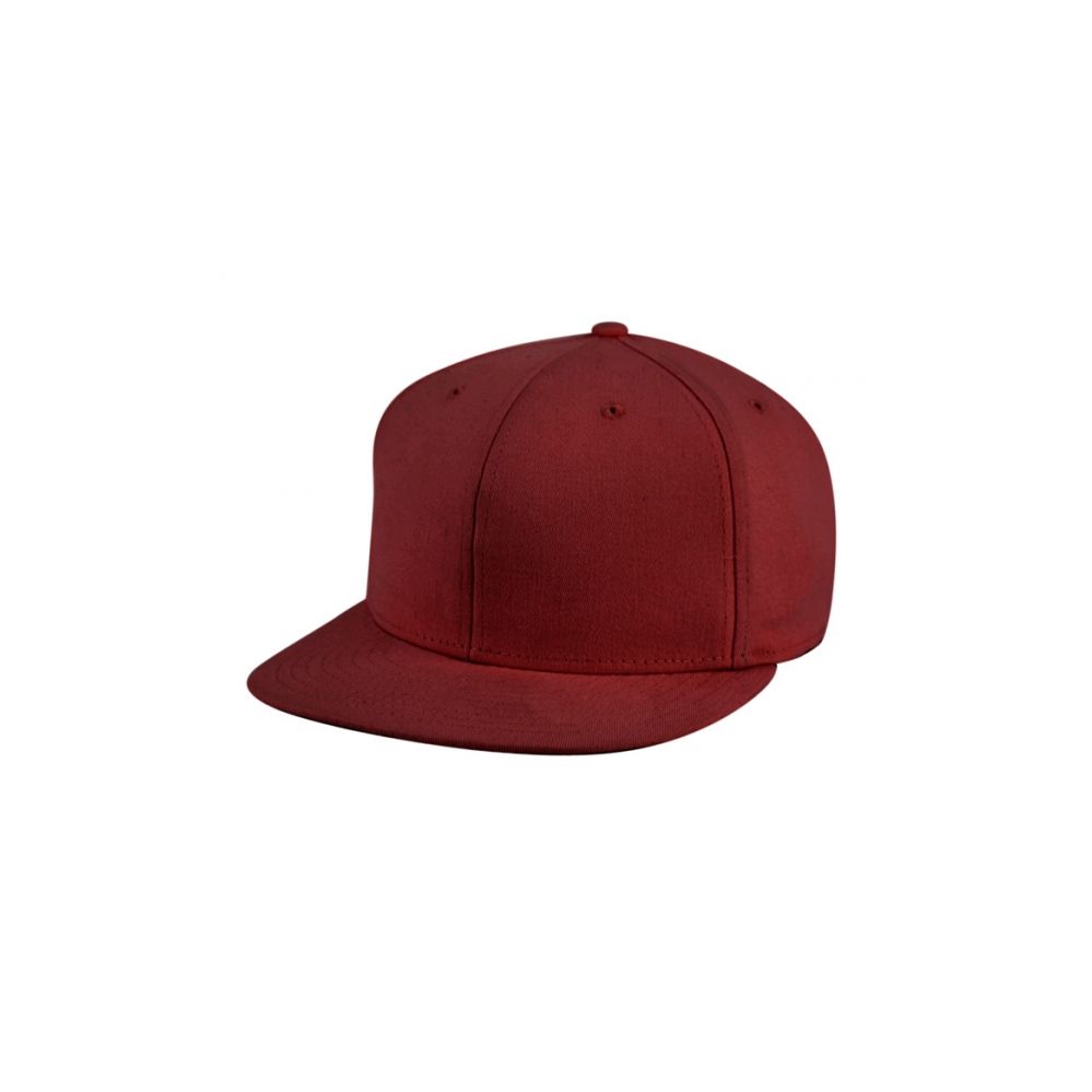 Cotton Flat Brim Stretch Fitted Cap In Burgandy 12 pack - at ...