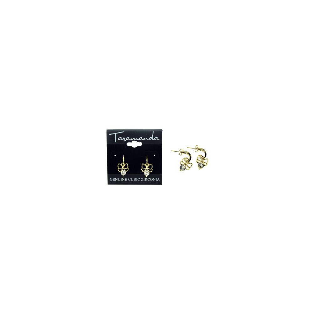 Gold Tone Cubic Zirconia Dangle Earrings 12 pack - at - socksinbulk.com