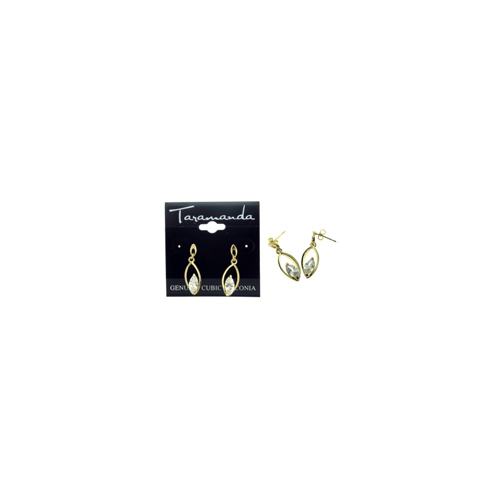 Gold tone cubic zirconia dangle earrings 12 pack - at - socksinbulk.com
