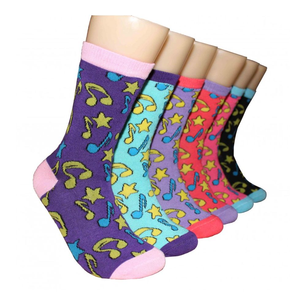 Women's Music Notes Crew Socks 360 pack - at - socksinbulk.com