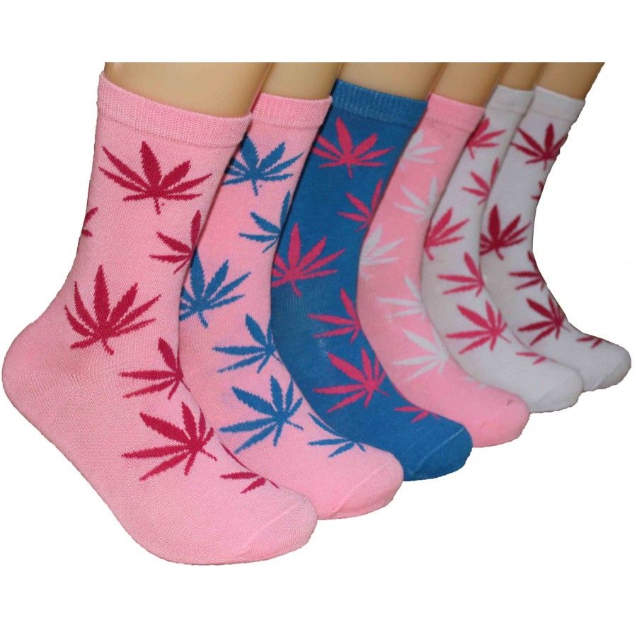 Women's Marijuana Leaf Crew Socks 360 pack - at - socksinbulk.com ...