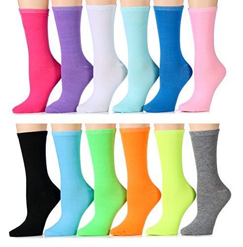 Yacht & Smith Women's Cotton Crew Socks, Assorted Colors Size 9-11 12 ...
