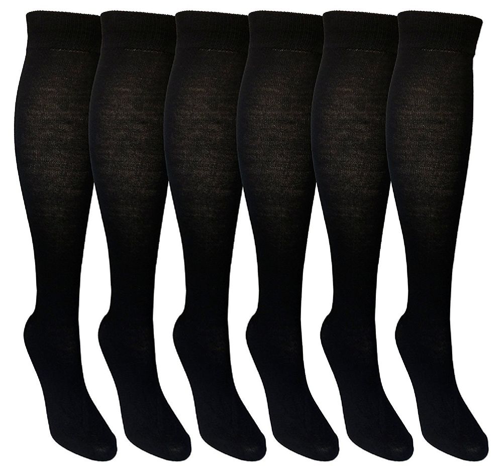 6 Pairs Of Socksnbulk Women's Black Knee High Socks, Bamboo Viscose ...
