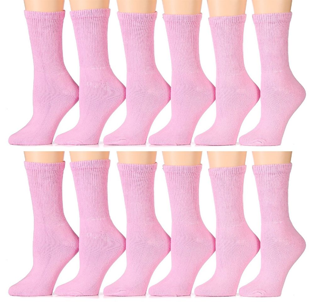 12 Pairs of excell Womens Diabetic Crew Socks Ringspun Cotton For ...