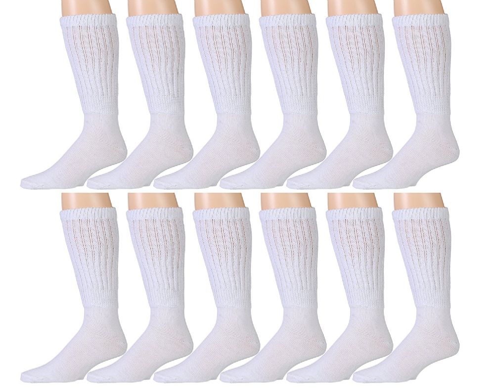 Yacht & Smith Mens White Extra Heavy Slouch Sock, Sock Size 10-13 12 ...