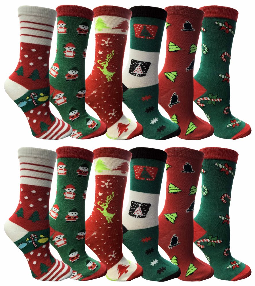 Christmas Printed Socks, Fun Colorful Festive, Crew, Knee High, Fuzzy, Or Slipper Sock by WSD 