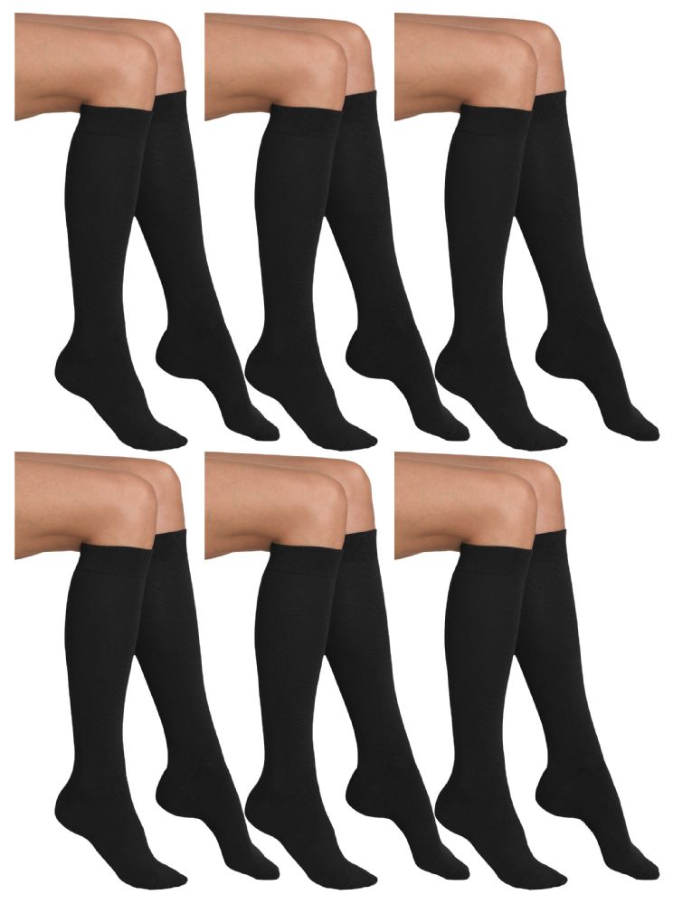 women's black cotton knee socks