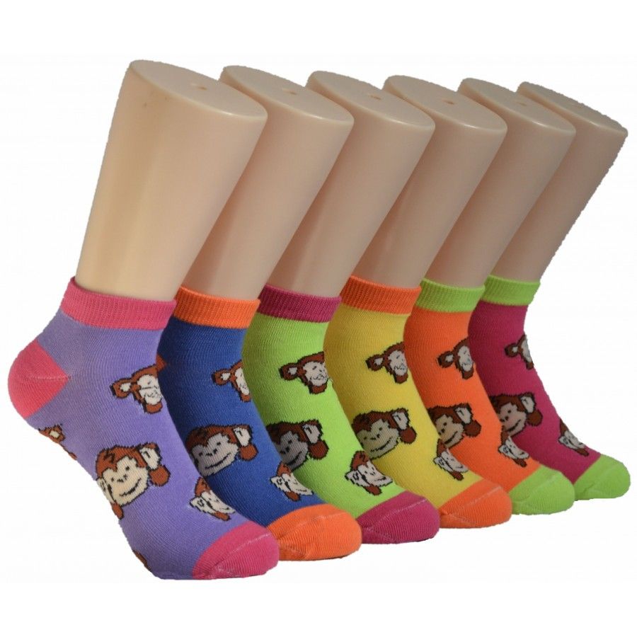 Womens Cute Monkey Low Cut Ankle Socks 480 Pack At So