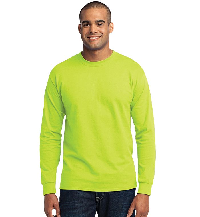 Men's Fruit Of the Loom Safety Green Long Sleeve T-Shirts, Size Xlarge ...