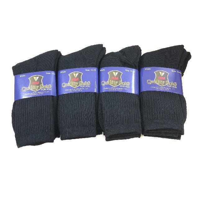 Black Crew Socks 10-13 24 Pack - At - Socksinbulk.com - Socksinbulk.com