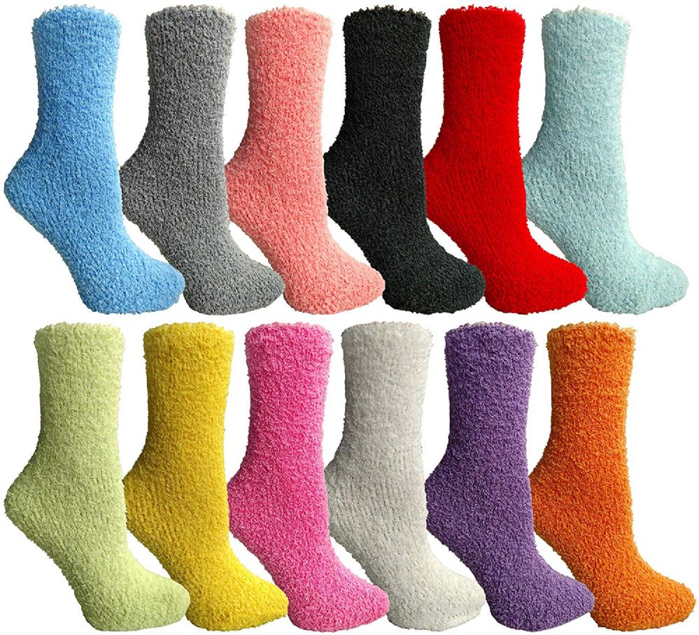 SOCKSNBULK Womens Fuzzy Socks Soft Warm Winter Comfort Socks Multi ...