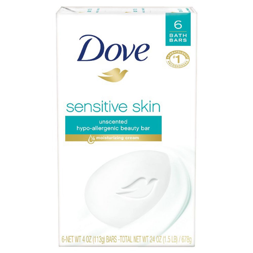 DOVE BAR SOAP 6 PK 3.17 OZ SENSITIVE SKIN 6 pack - at - socksinbulk.com