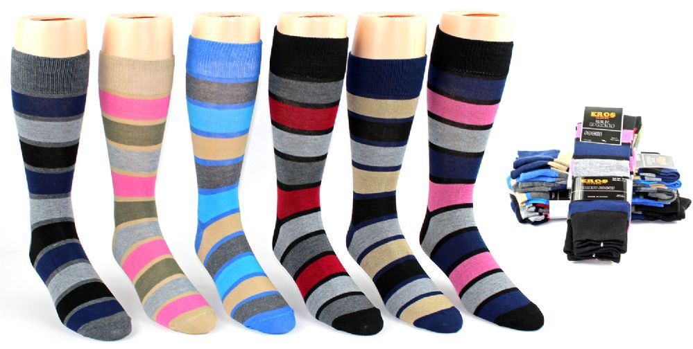 Men's Casual Crew Dress Socks - Striped Print - Size 10-13 24 pack - at ...