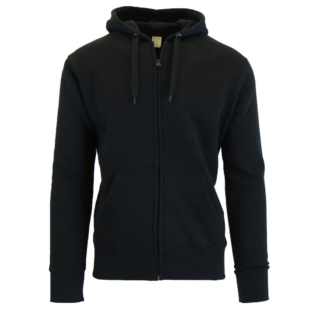 Men's FleecE-Lined Zip Hoodie Solid Black Bulk Buy 24 pack - at ...