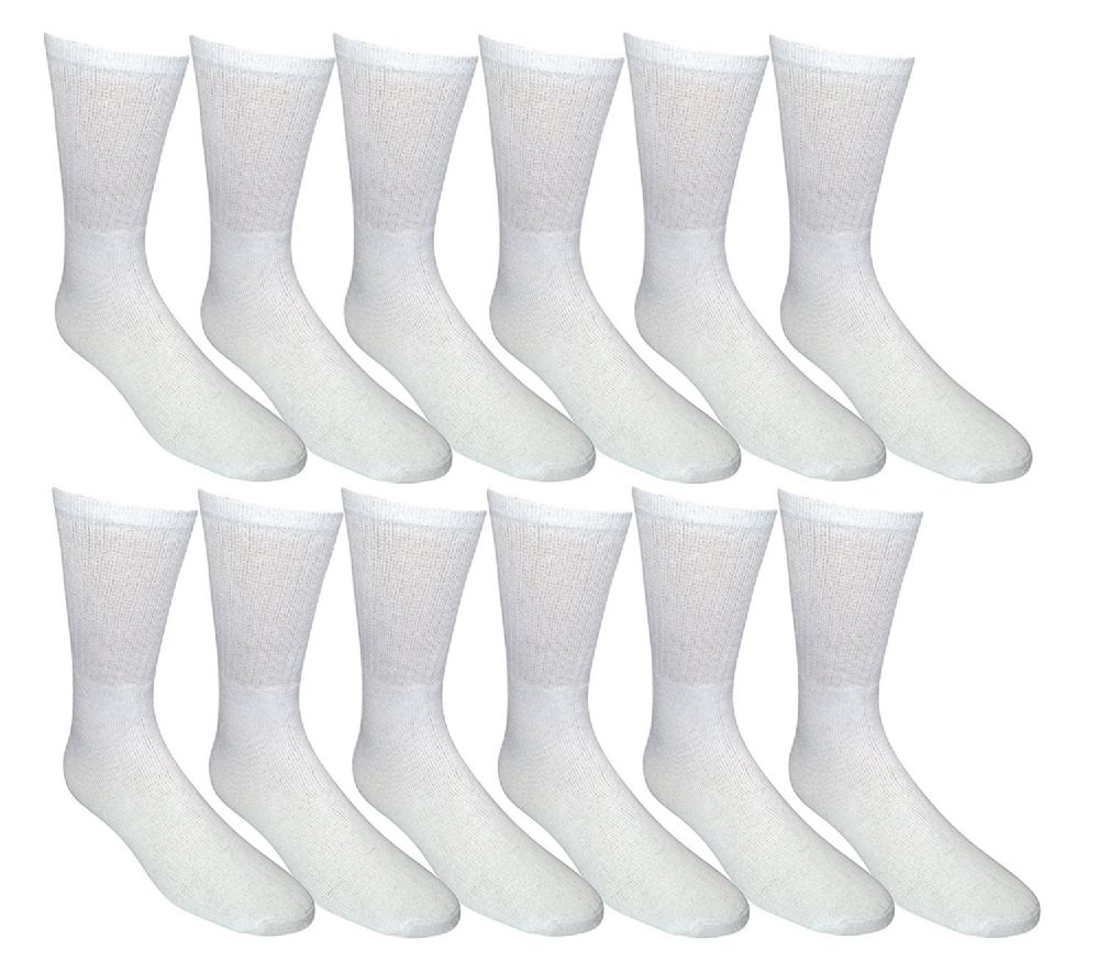 Mens Crew Socks, Quality Ringspun Cotton Soft Athletic Socks (white